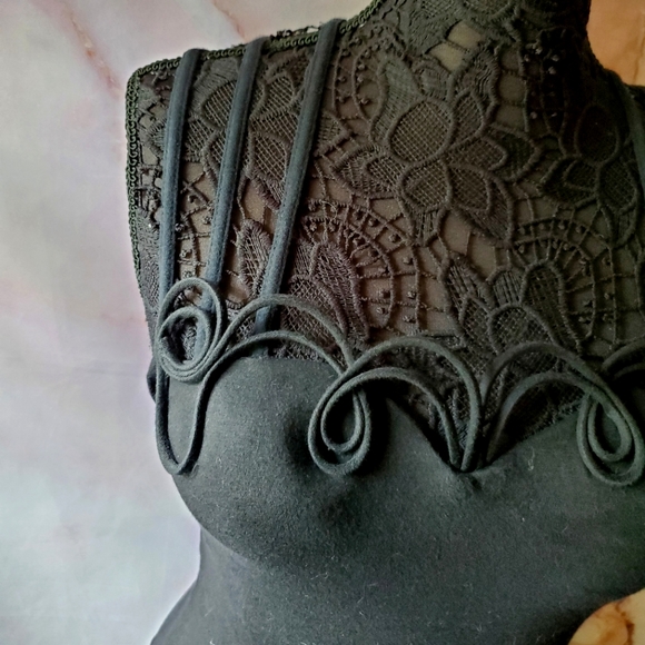 Vintage Peep Black Strappy Bodycon Dress - Picture 2 of 8